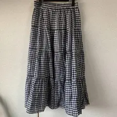 在庫2点　お揃い　ギンガムチェック フレアスカート ロング丈