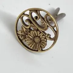 042612 14Kアンティーク　金工　金銀　流水菊　笄　　かんざし