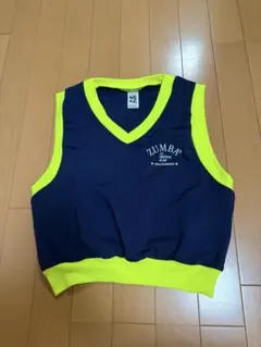 【正規品】ZUMBA WEAR ノースリーブ トップス ネイビー 蛍光イエローMのサムネイル