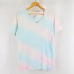 Hanes タイダイ 総柄 Vネック Tシャツ S 古着 メンズ