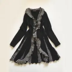 y2k fairy grunge ロングカーディガン ニットコート フリル M