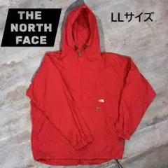 【希少】ノースフェイス アノラックパーカー 刺繍ロゴ レッド メンズLL 90s