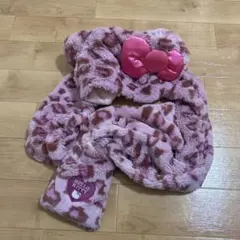 USJユニバマフラーハット　ハローキティピンクヒョウ柄