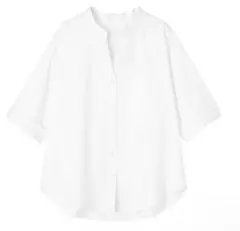 【GU】ホワイトスキッパーシャツ半袖シャツ Mサイズ フロントポケット