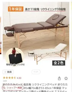 極美品 低反発高級 リクライニングベッド＋カバ エステ ベッドスパ ブラウン