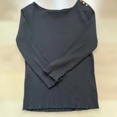 グローバルワークリブ七分長袖カットソー　黒L