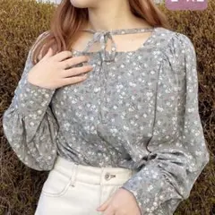 【大きいサイズ】花柄スクエアブラウス【ZOZOTOWN限定アイテム】