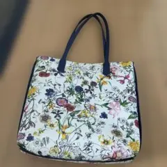 リバーシブル トートバッグ 花柄 ブルー