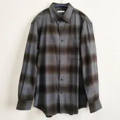 GU ジーユー フランネルシャツ チェック ダークグリーン Mサイズ