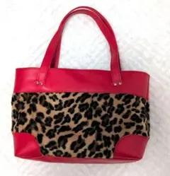 【未使用】 レオパード柄 　トートバッグ 赤　ショルダーバッグ