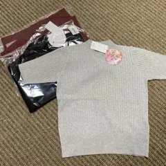 【新品】５分袖ワイドリブニット 3枚セット