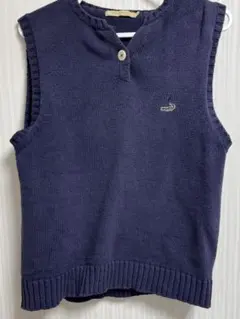 ネイビーコットンノースリーブニットベスト