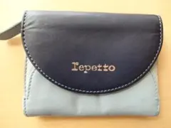 repetto レペット 二つ折り財布 バイカラー ネイビー×ライトブルー