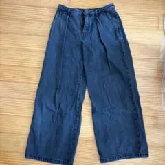 GUワイドシルエット バギージーンズ(ブラック・L)