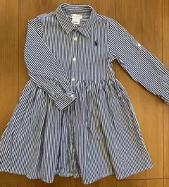 【Ralph Lauren】青と白のストライプ ワンピース 2T
