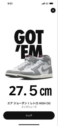 Nike Air Jordan 1 Black and Smoke Grey