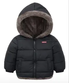 キッズ ダウンコート フード付き 黒 120