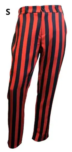 S 75cm 80cm ストライプ パンツ 赤 黒 スリム レッド ブラック