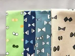 ちょうちょ リボン レトロ 生地 ハギレ グリーン ブルー キナリ KIRUMA