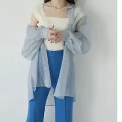 MURUA シアーシャツ 長袖 ブルー 透け感のサムネイル