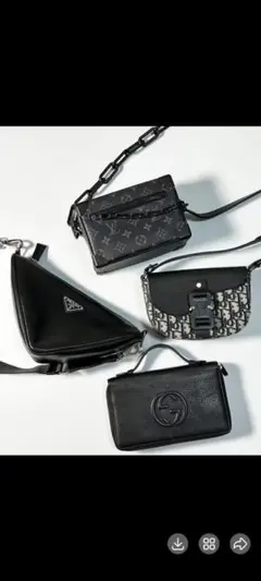Louis Vuitton ブラックレザーショルダーバッグ4点セット