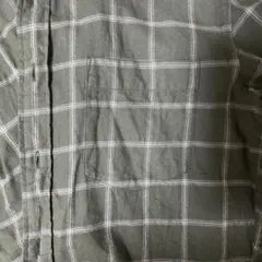 ユニクロ　オリーブグリーン チェック柄 長袖シャツ M