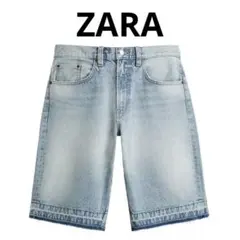 新品 ZARA バギーフィット デニム フリンジ ハーフパンツ サイズ 40のサムネイル