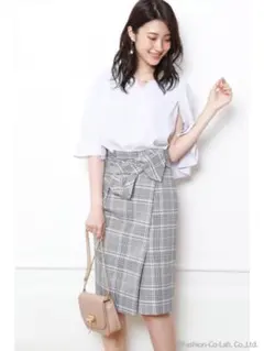 JUSGLITTY✨リボン付チェックタイトスカート