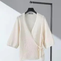 【美品】ミズイロインド　テープヤーン　ラップ　カーディガン