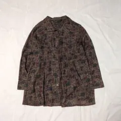 M-Salir 総柄 シャツジャケット 花柄調 ブラウン系 古着