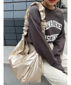 CIAOPANIC TYPY ギャザーショルダーバック　シャンパンゴールド