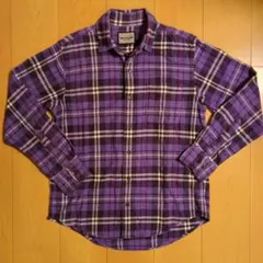 【☔️さん専用】ネルシャツ チェック柄 パープル 紫 M 普段着 部屋着のサムネイル