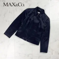 MAX&CO. 襟付フルジップジャケット 光沢感 黒 サイズ36*BD384