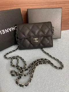 CHANEL キャビアスキン マトラッセ チェーンウォレットミニショルダーバッグのサムネイル