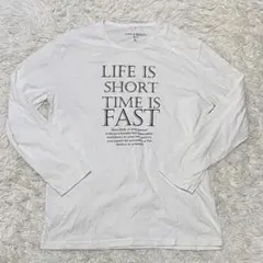 ホワイトメッセージプリント長袖Tシャツ 3L