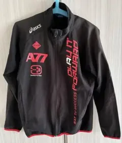 asics A77 スポーツジャケット 黒/赤　Sサイズ