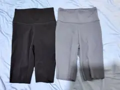 ショートヨガパンツ トレーニング　グレー ブルー　2枚セット