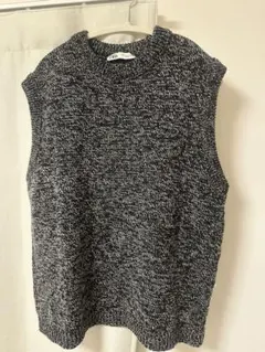 ZARA ノースリーブニット Mサイズ 黒白ミックス