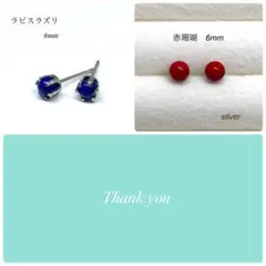 赤珊瑚　スタッドピアス　サージカルステンレス　シルバー