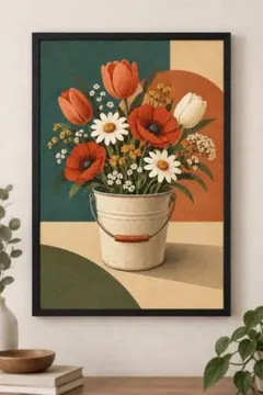 RETRO BLOOM｜ミッドセンチュリー フラワーアートポスター　A4・A3