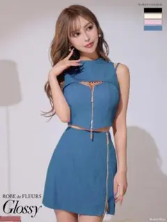 【人気のXS☆】ローブドフルール マルチファスナーハイネックセットアップ　ブルー