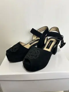 インゲボルグ カメリア 厚底サンダル S 黒 スエード 花 INGEBORGのサムネイル