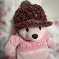 ファー付き赤茶色ニットキャップ