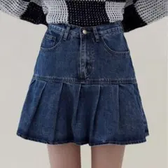 by muni:r デニムプリーツスカートパンツ