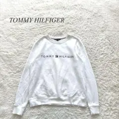 E3【トミーヒルフィガー】トレーナー　ロゴ刺繍　白　S シンプル　カジュアルのサムネイル