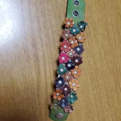 本革　はなモチーフブレスレット　革製品