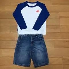 アディダス　長袖Tシャツ&ハーフデニム