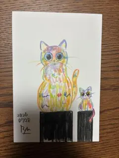 猫 絵画 原画 ドローイング - メルカリ