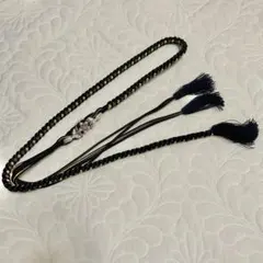 黒金編み込み帯締め パール装飾付き