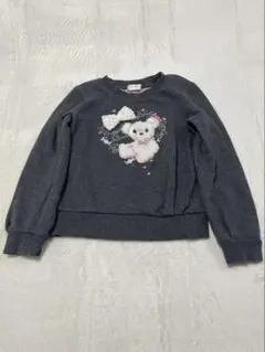 メゾピアノ くま トレーナー 130 チャコール グレー